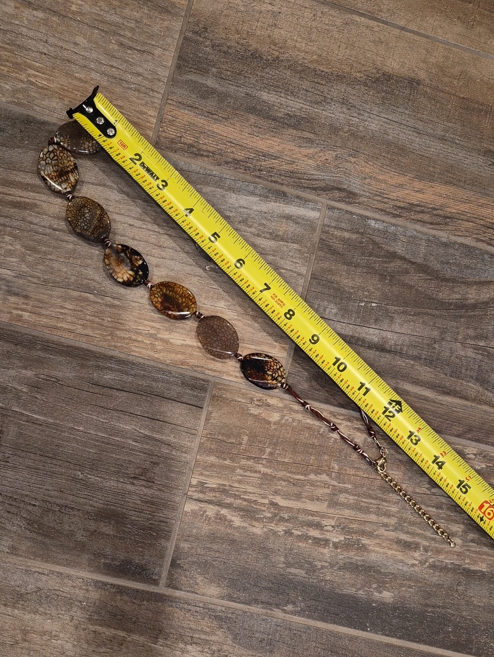 Earth Toned Polished Stone Beaded Cord Necklace, Lobster Closure, Extender - Picture 9 of 9
